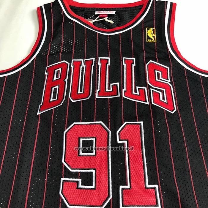 Maglia Chicago Bulls Dennis Rodman #91 Mitchell & Ness 1996-97 Nero